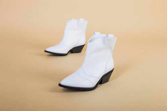 Ботинки женские кожаные белые на небольшом каблуке демисезонные, 37, 24