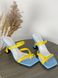 Шлепанцы женские кожаные голубые с желтыми вставками на каблуке, 40, 26