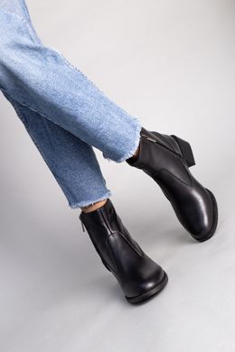 Ботинки женские кожаные черные на небольшом каблуке, 41, 26.5
