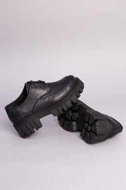 Туфлі жіночі шкіра флотар чорні на шнурівці, 41, 26.5
