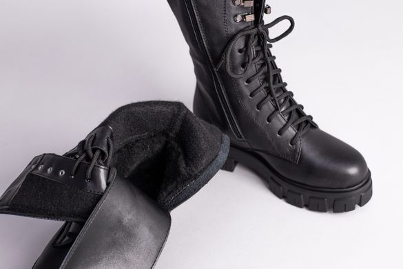 Ботинки женские кожаные черного цвета, зима, 36, 23.5
