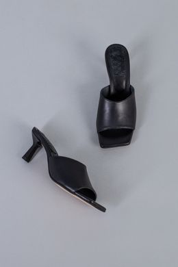 Шлепанцы женские кожаные черные на небольшом каблуке, 41, 27