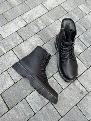 Ботинки мужские кожаные черного цвета с желтой строчкой зимние, 40, 26.5-27