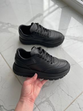 Кросівки жіночі шкіряні чорного кольору, 41, 26