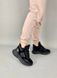 Кроссовки женские кожаные черные с вставками замши зимние, 36, 23.5
