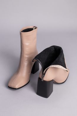 Ботинки женские кожаные бежевого цвета на каблуке, 36, 23.5