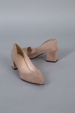 Туфлі жіночі замшеві колір латте з обтягнутим підбором, 36, 23.5