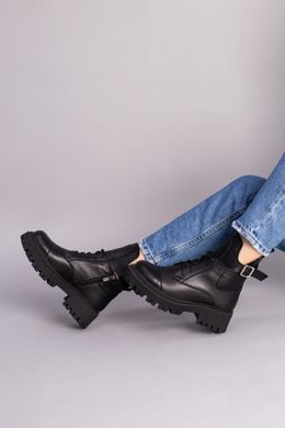 Ботинки женские кожаные черного цвета на байке, 35, 23