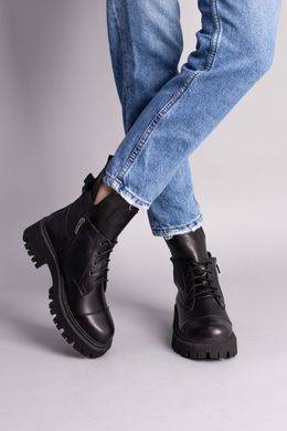 Ботинки женские кожаные черного цвета на байке, 35, 23
