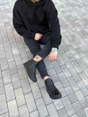 Ботинки мужские кожаные черного цвета зимние, 42, 27.5-28