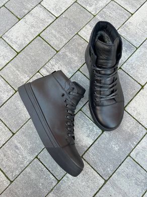 Ботинки мужские кожаные черного цвета зимние, 42, 27.5-28