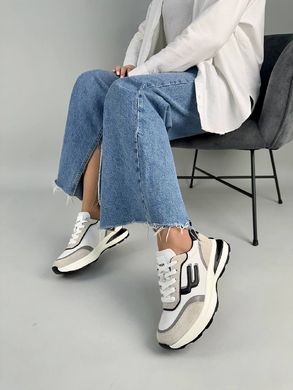Кросівки жіночі шкіряні білі з кольоровими вставками, 40, 25