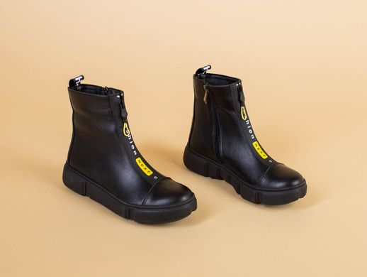 Демисезонные черные кожаные ботиночки для девочки, 32, 21