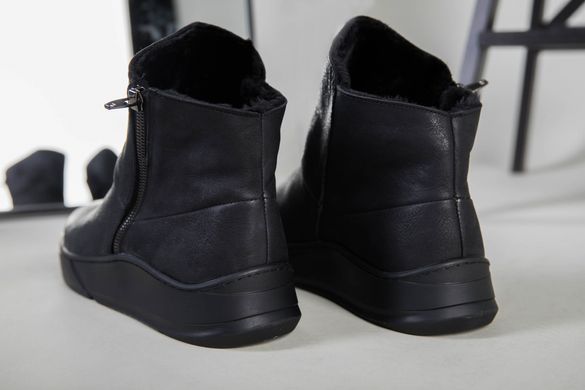 Мужские кожаные черные зимние ботинки, 45, 30