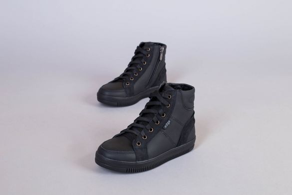 Ботинки для мальчика кожаные черные демисезонные, 39, 25