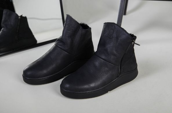 Мужские кожаные черные зимние ботинки, 45, 30