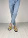 Шлепанцы женские кожаные голубого цвета с желтыми вставками, 37, 24