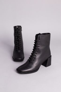 Ботинки женские кожаные черные на каблуке, на байке, 40, 26-26.5