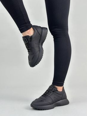 Кросівки жіночі шкіряні чорного кольору, 41, 27