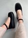 Туфлі жіночі замшеві чорного кольору на чорній підошві, 38, 24-24.5