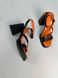 Босоножки женские кожаные черные со стелькой оранжевого цвета, 36, 23.5