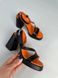 Босоножки женские кожаные черные со стелькой оранжевого цвета, 36, 23.5
