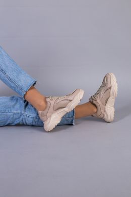 Кросівки жіночі шкіряні бежеві на бежевій підошві, 40, 26