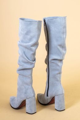 Сапоги женские замшевые серые на каблуке, зимние, 40, 26