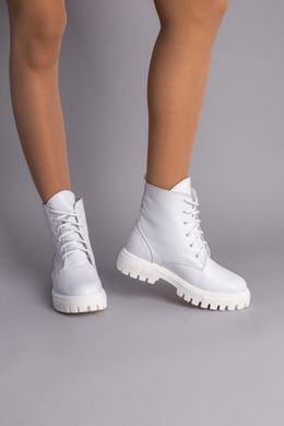 Ботинки женские кожаные белого цвета на шнурках, зимние, 36, 23.5