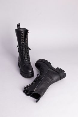Ботинки женские кожаные черного цвета, зима, 40, 26