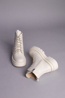 Ботинки женские кожаные молочного цвета на байке, 40, 25.5