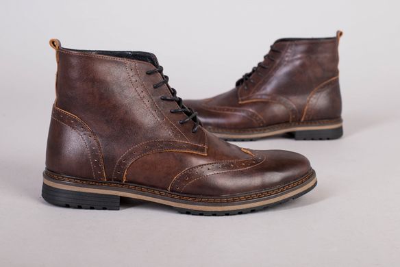 Мужские зимние кожаные коричневые ботинки Оксфорд, 40, 26.5