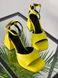 Босоножки женские кожаные желтого цвета на каблуке, 38, 24.5