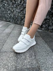 Кросівки жіночі шкіряні білого кольору, 41, 25.5