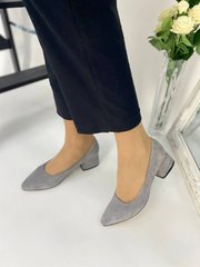 Туфли лодочки женские замшевые серого цвета, 36, 23.5