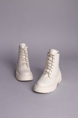 Ботинки женские кожаные молочного цвета на байке, 41, 26