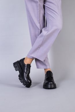 Туфли женские кожаные черные на шнурках, 40, 26.5-27