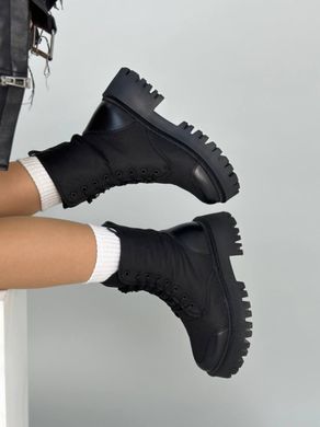 Ботинки женские из кордуры черные с вставками кожи зимние, 40, 25.5