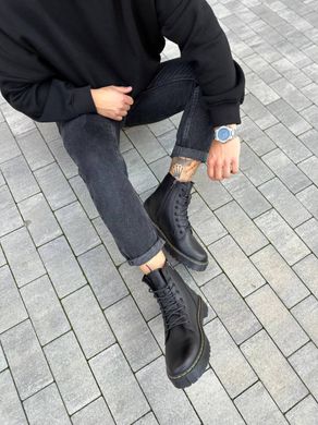 Ботинки мужские кожаные черного цвета с желтой строчкой зимние, 44, 29-29.5
