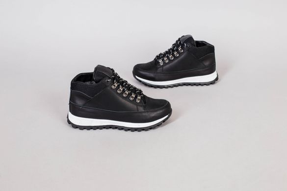 Ботинки мужские кожаные черные на шнурках зимние, 36, 23.5