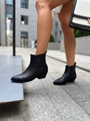 Ботинки ковбойки женские кожаные черные на каблуке демисезонные, 40, 26
