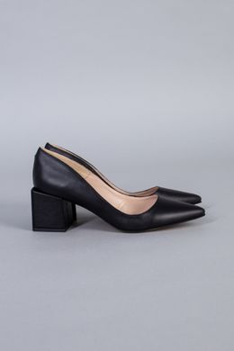 Туфли женские кожаные черного цвета, 36, 23.5