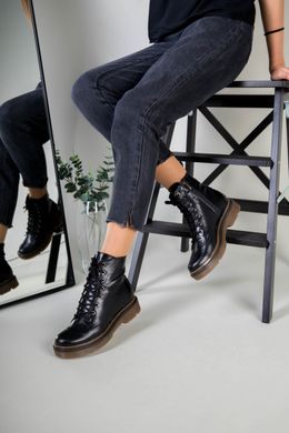 Женские черные кожаные зимние ботинки, 40, 26-26.5
