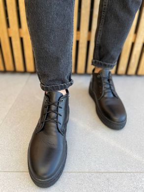 Ботинки мужские кожаные черного цвета зимние, 44, 29