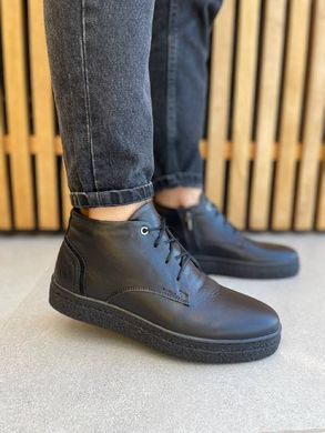 Ботинки мужские кожаные черного цвета зимние, 44, 29