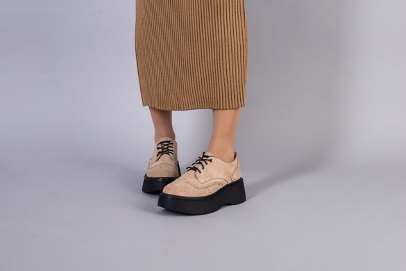 Туфлі жіночі замшеві бежеві на платформі, 41, 27