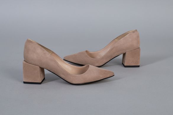 Туфлі жіночі замшеві колір латте з обтягнутим підбором, 40, 26-26.5