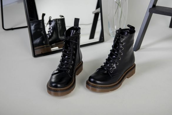 Женские черные кожаные зимние ботинки, 40, 26-26.5