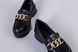 Туфлі жіночі шкіряні чорного кольору з ланцюгом золотого кольору, 41, 26.5