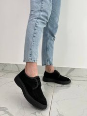 Туфлі жіночі замшеві чорного кольору на шнурках, 41, 26.5-27
